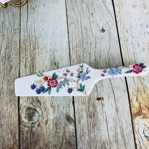 Andrea By Sadek WILD FLOWER Scallop Porecelain Gold Trim Cake Plate Server Set - Picture 2 of 8